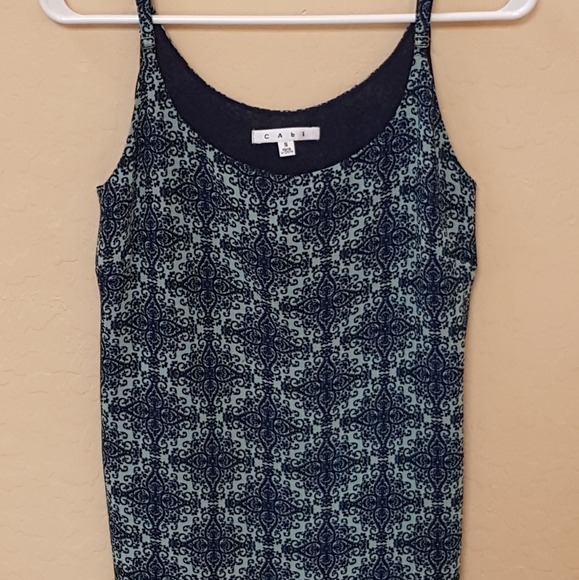 CAbi  Blue Cream and Green tank top blouse - Picture 5 of 7